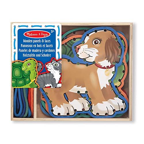  Melissa & Doug Lace and Trace Activity Set: Pets - 5 Wooden Panels and 5 Matching Laces