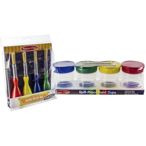  Melissa & Doug Melissa and Doug Painting 2-Pack Bundle - Set of 4 Spill Proof Paint Cups with Set of 4 Jumbo Paint Brushes
