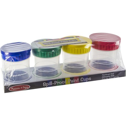  Melissa & Doug Melissa and Doug Painting 2-Pack Bundle - Set of 4 Spill Proof Paint Cups with Set of 4 Jumbo Paint Brushes