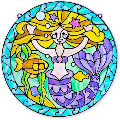  Melissa & Doug Mermaid: Stained Glass Made Easy Series & 1 Scratch Art Mini-Pad Bundle (09292)