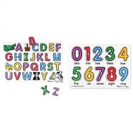 Melissa & Doug See-Inside Alphabet Wooden Peg Puzzle & Numbers Peg Puzzle (10 pcs)