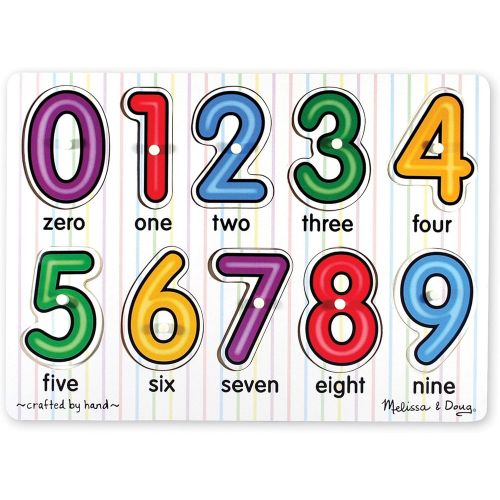  Melissa & Doug See-Inside Alphabet Wooden Peg Puzzle & Numbers Peg Puzzle (10 pcs)