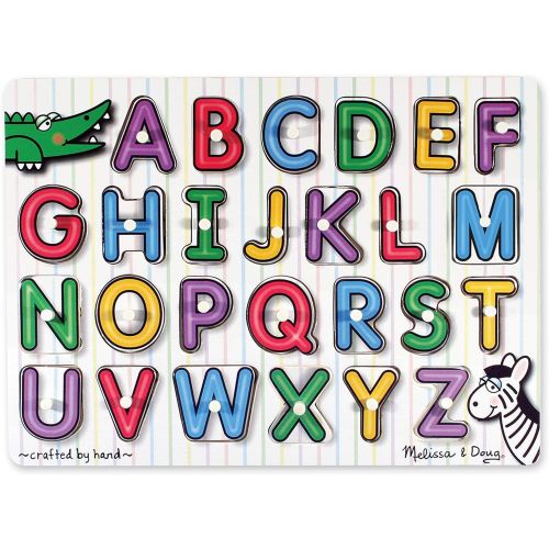  Melissa & Doug See-Inside Alphabet Wooden Peg Puzzle & Numbers Peg Puzzle (10 pcs)