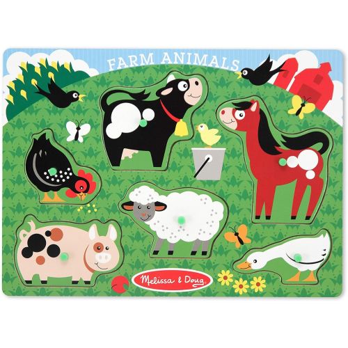  Melissa & Doug Farm Animals Wooden Peg Puzzle (6 pcs)