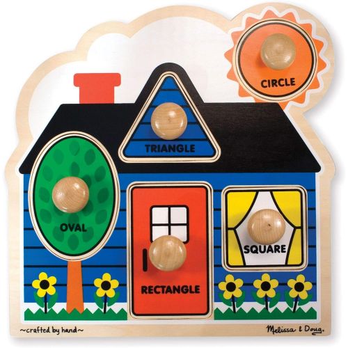  Melissa & Doug Animals Jumbo Knob Wooden Puzzles Set - Fish and Pets & First Shapes Jumbo Knob