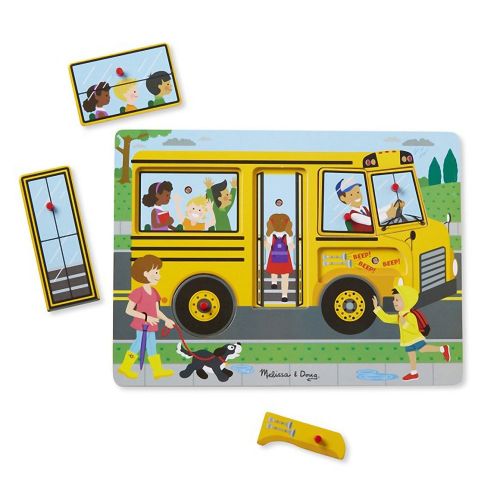  Melissa & Doug The Wheels on The Bus: 6-Piece Sound Puzzle + Free Scratch Art Mini-Pad Bundle (07399)