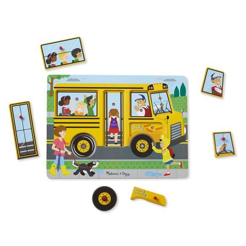  Melissa & Doug The Wheels on The Bus: 6-Piece Sound Puzzle + Free Scratch Art Mini-Pad Bundle (07399)
