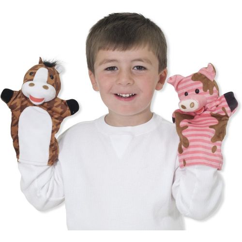  Farm Friends 4-Piece Hand Puppets Gift Set + FREE Melissa & Doug Scratch Art Mini-Pad Bundle