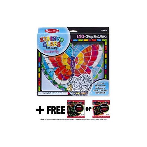  Melissa & Doug Butterfly: Stained Glass Made Easy Series & 1 Scratch Art Mini-Pad Bundle (09295)