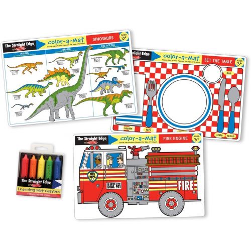  Melissa & Doug Fun Themes Placemat Set: Set the Table, Fire Engine, Dinosaurs