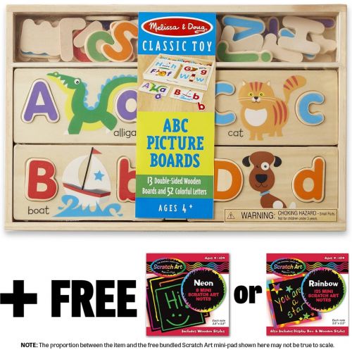  Melissa & Doug ABC Picture Boards & 1 Scratch Art Mini-Pad Bundle (09786)