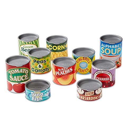  Melissa & Doug Let’s Play House! Grocery Cans (Pretend Play, Pop-Off Lids, Sturdy Cardboard Construction, 10 Cans)