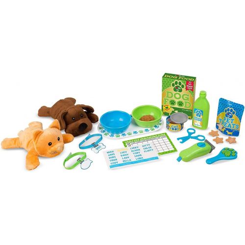  Melissa & Doug Feeding & Grooming Pet Care: Playset + 1 Scratch Art Mini-Pad Bundle (#08551)