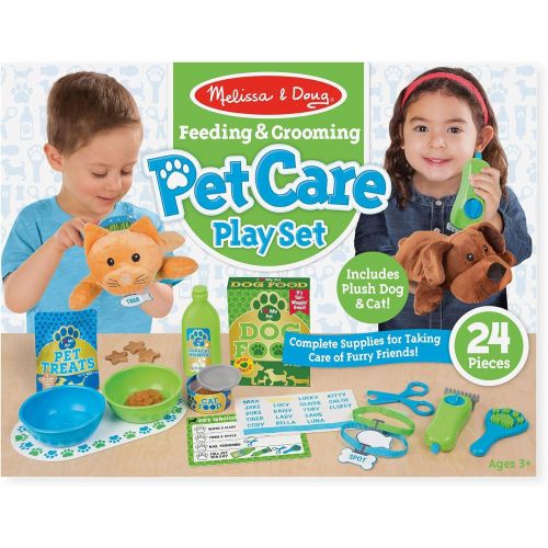  Melissa & Doug Feeding & Grooming Pet Care: Playset + 1 Scratch Art Mini-Pad Bundle (#08551)
