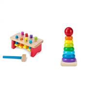 Melissa & Doug Deluxe Pounding Bench - The Original (Best for 2, 3, and 4 Year Olds) & Rainbow Stacker Classic Toy (Best for Babies, 18 Month Olds, 24 Month Olds, 1 and 2 Year Olds