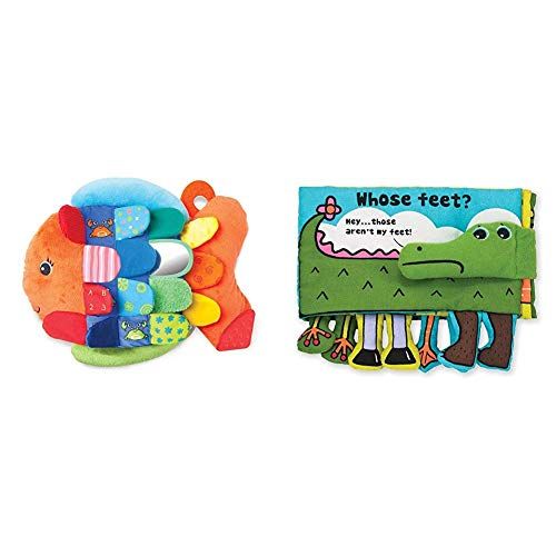  Melissa & Doug Flip Fish Baby Toy (Developmental Toy, Best for Babies and Toddlers, All Ages) & Soft Activity Book - Whose Feet (Developmental Toys, Best for Babies & Toddlers, All