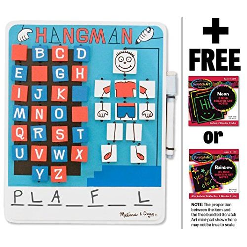  Melissa & Doug Flip to Win Hangman Game & 1 Scratch Art Mini-Pad Bundle (02095)