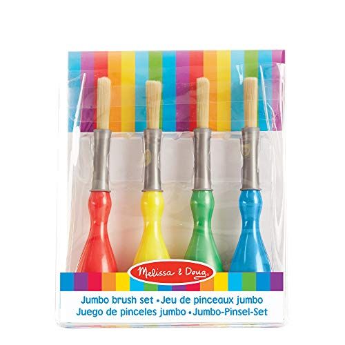  Melissa & Doug Jumbo Paint Brush Set (Arts & Crafts, Easy-to-Grip Handles, Ideal for Beginners, Handy Storage Pouch, Set of 4, 22.098 cm H × 16.51 cm W × 3.81 cm L)