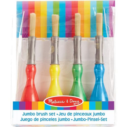  Melissa & Doug Jumbo Paint Brush Set (Arts & Crafts, Easy-to-Grip Handles, Ideal for Beginners, Handy Storage Pouch, Set of 4, 22.098 cm H × 16.51 cm W × 3.81 cm L)