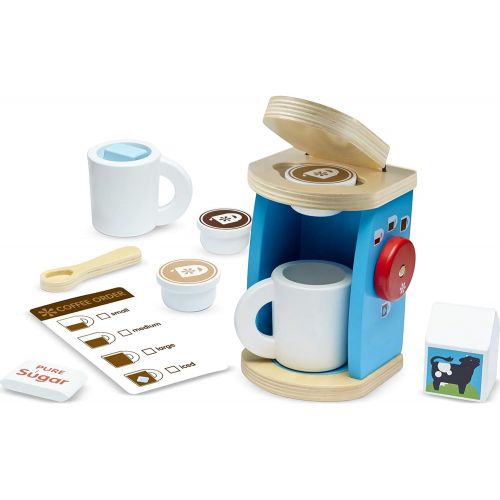  Melissa & Doug Wooden Brew & Serve Coffee Pretend Play Set Bundle with 1 Theme Compatible M&D Scratch Art Mini-Pad [98427]