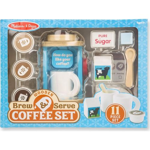  Melissa & Doug Wooden Brew & Serve Coffee Pretend Play Set Bundle with 1 Theme Compatible M&D Scratch Art Mini-Pad [98427]