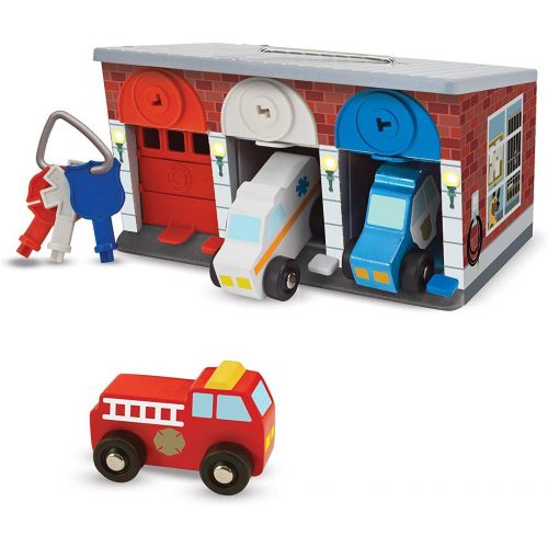  Melissa & Doug Lock and Roll Rescue Garage: Wooden Toy Play Set + 1 Scratch Art Mini-Pad Bundle (#04607)