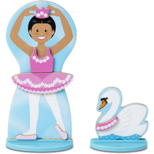  Melissa & Doug Ballerina and Fairy Magnetic Dress-Up Double-Sided Wooden Doll and Swan Pretend Play Set (52 pcs)