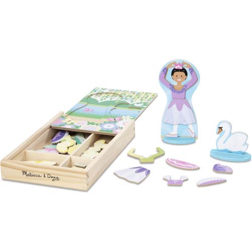  Melissa & Doug Ballerina and Fairy Magnetic Dress-Up Double-Sided Wooden Doll and Swan Pretend Play Set (52 pcs)