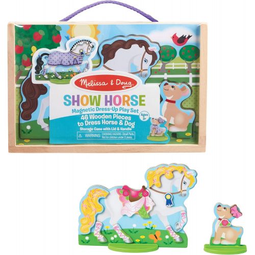  Melissa & Doug Show Horse and Dog Magnetic Dress- Wooden Figures Pretend Play Set (52 pcs)