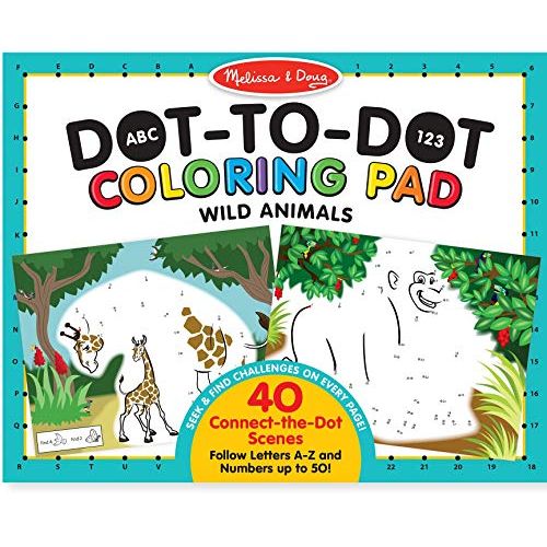  Melissa & Doug ABC - 123 Dot-to-Dot Coloring Pad - Wild Animals