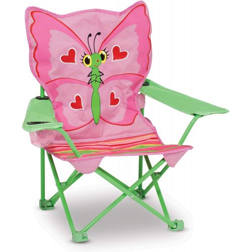  Melissa & Doug Bella Butterfly Childs Outdoor Chair (Easy to Open, Handy Cup Holder, Cleanable Materials, Carrying Bag, Great Gift for Girls and Boys - Best for 3, 4, and 5 Year Ol