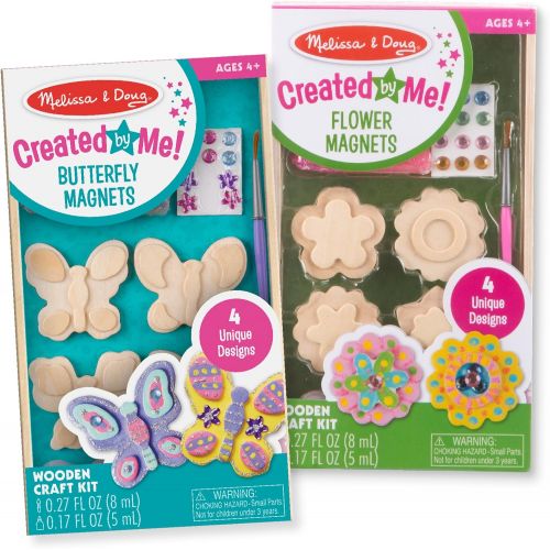  Melissa & Doug Paint & Decorate Your Own Wooden Magnets Craft Kit 2 Pack - Butterflies, Flowers