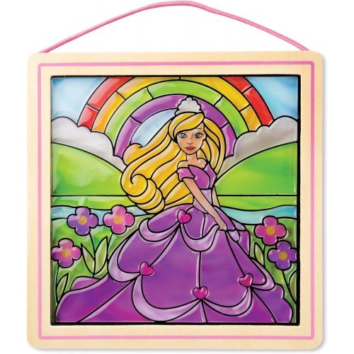  Melissa & Doug 9435 Stained Glass Made Easy Activity Kit: Princess - 100+ Stickers, Wooden Frame, Multicolor