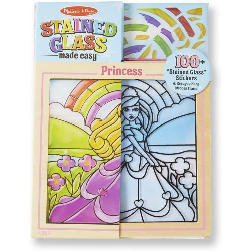  Melissa & Doug 9435 Stained Glass Made Easy Activity Kit: Princess - 100+ Stickers, Wooden Frame, Multicolor