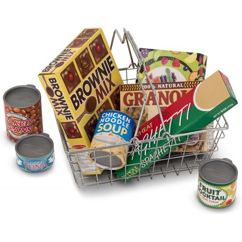 Melissa & Doug Lets Play House! Grocery Basket with Play Food, Great Gift for Girls and Boys - Best for 3, 4, and 5 Year Olds & Lets Play House Fridge Fillers