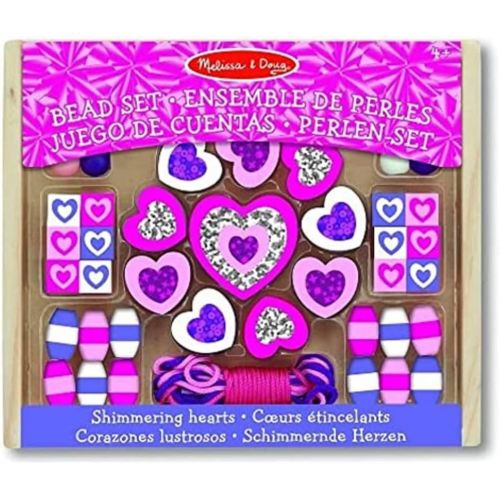  MELISSA & DOUG Shimmering Hearts Wooden Bead Set, 1 EA