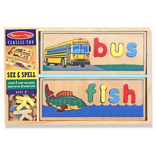  Melissa & Doug See & Spell Wooden Play Set + FREE Scratch Art Mini-Pad Bundle [29407]