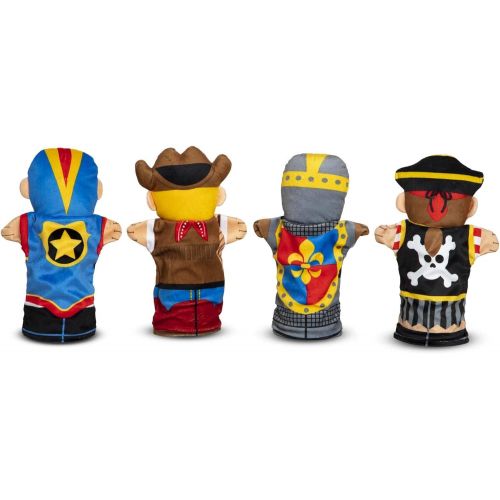  Melissa & Doug Bold Buddies Hand Puppets - The Original (Set of 4, Knight, Pirate, Sheriff, Superhero, Soft Plush, Great Gift for Girls and Boys - Best for 2, 3, 4, 5 and 6 Year Ol