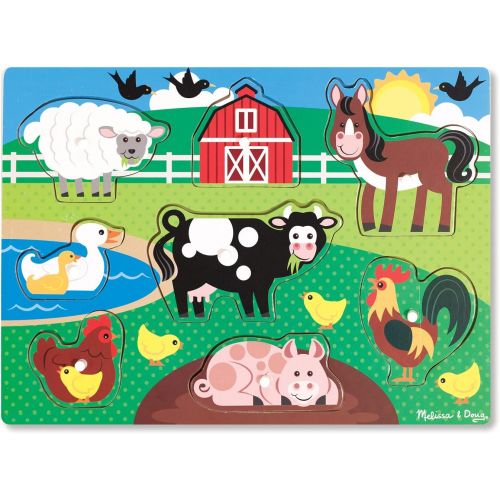  Melissa & Doug Farm Wooden Peg Puzzle (8 pcs)