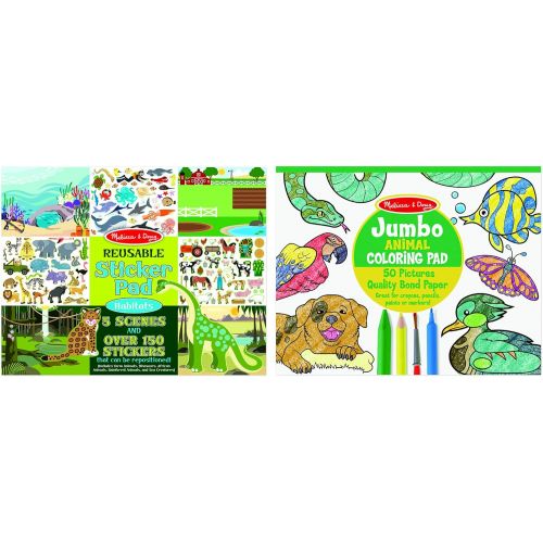  Melissa & Doug Sticker and Jumbo Coloring Pads Set: Animals - 150+ Stickers, 50 Coloring Pages