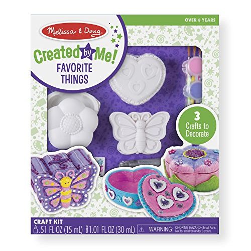  Melissa & Doug Decorate-Your-Own Favorite Things Craft Kits Set: Flower and Heart Treasure Box and Butterfly Bank