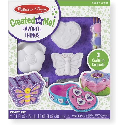  Melissa & Doug Decorate-Your-Own Favorite Things Craft Kits Set: Flower and Heart Treasure Box and Butterfly Bank