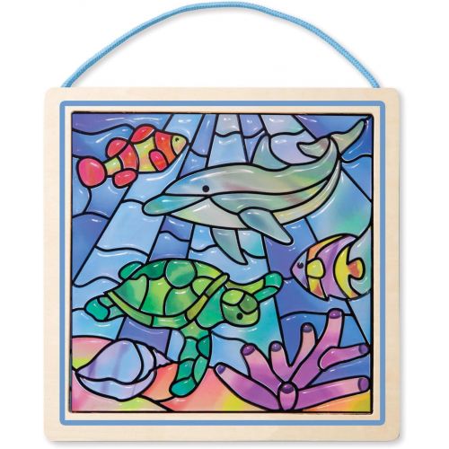  Melissa & Doug Peel and Press Stained Glass Sticker Set: Undersea Fantasy - 100+ Stickers, Frame