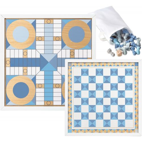  Melissa & Doug Wooden Chess & Pachisi - Blue