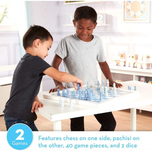  Melissa & Doug Wooden Chess & Pachisi - Blue