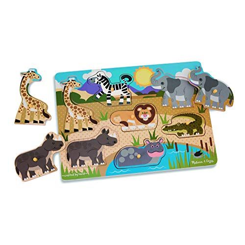  Melissa & Doug Safari Wooden Peg Puzzle (7 pcs)