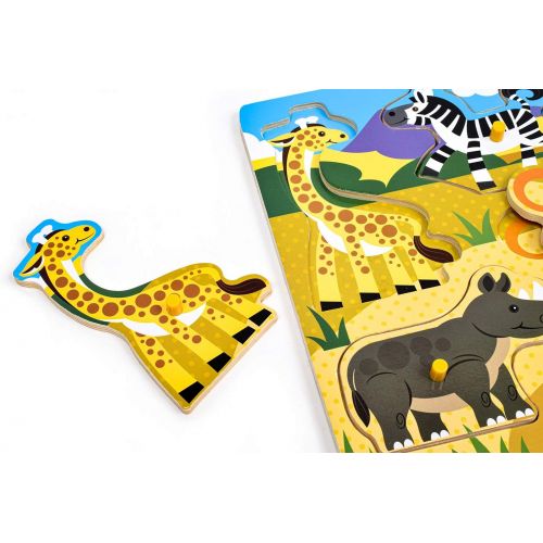  Melissa & Doug Safari Wooden Peg Puzzle (7 pcs)