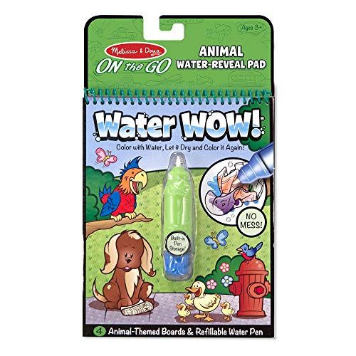  Melissa & Doug Water Coloring & Painting Book, (Water Wow Animal - On the Go Travel Activity)