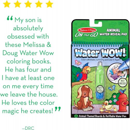  Melissa & Doug Water Coloring & Painting Book, (Water Wow Animal - On the Go Travel Activity)