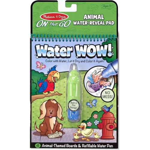  Melissa & Doug Water Coloring & Painting Book, (Water Wow Animal - On the Go Travel Activity)